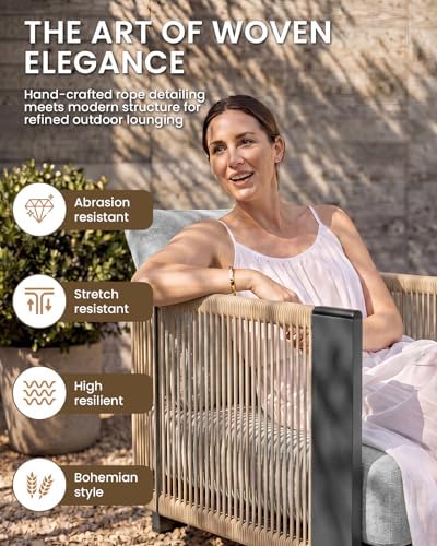 Vexwalx Luxury Patio Furniture Set, 5-Piece Curved Outdoor Furnitrue Set - Image 2
