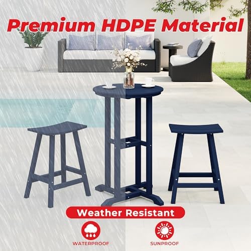 Outdoor Bar Table, Patio Bar Table 3-Pieces Set Bistro Dining Table Pub Table - Image 4