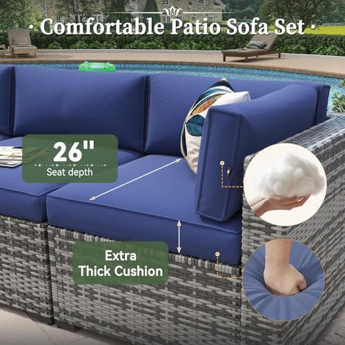 Aoxun 10 Piece Patio Furniture Set Wicker Rattan Patio Conversation Set - Image 4
