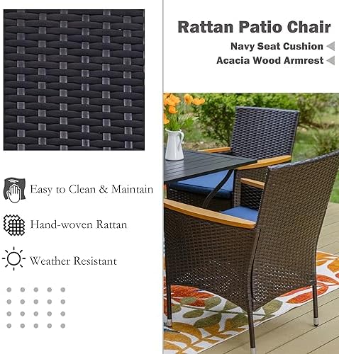 Sophia & William 7-Piece Patio Dining Set, Metal Table, PE Wicker Chairs - Image 3