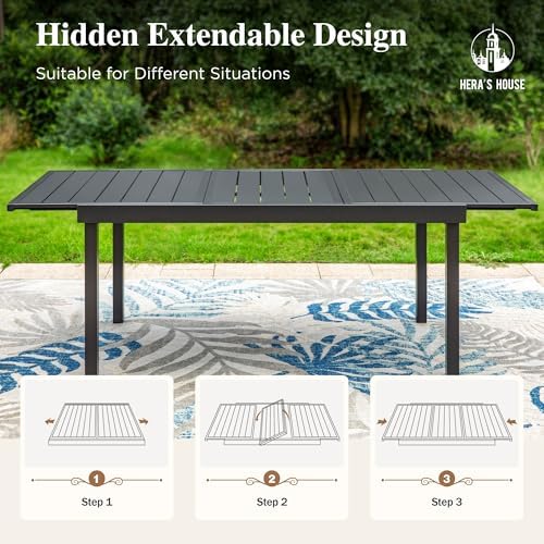 Outdoor Expandable Table for 6-8, Large Metal Dining Table - Image 5