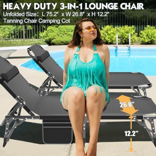MOPHOTO 5-Position Folding Chaise Lounge Chair - Image 4