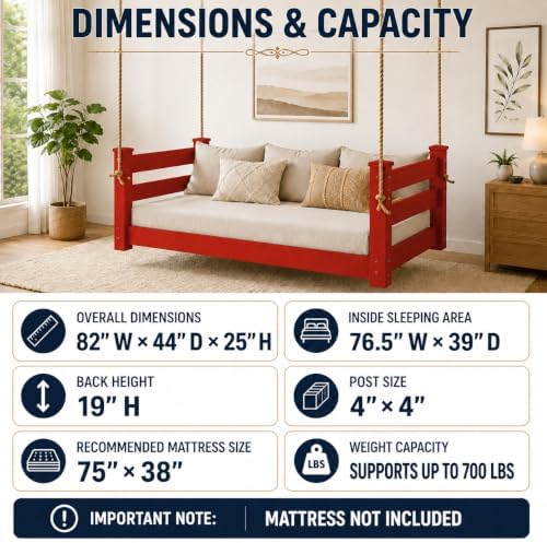 Amish Made Tractor Red Twin Bed Hanging Daybed Made in USA - Image 3