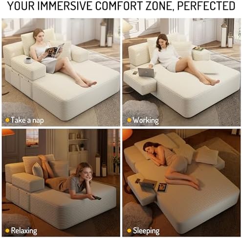 48.5'' Oversized Chaise Lounge Indoor, Corduroy Boneless Couch - Image 6
