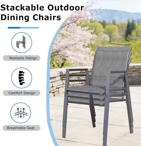 Outdoor Bar Stools Set of 6, Stackable Patio Bar Chairs, Bistro Chairs - Image 6