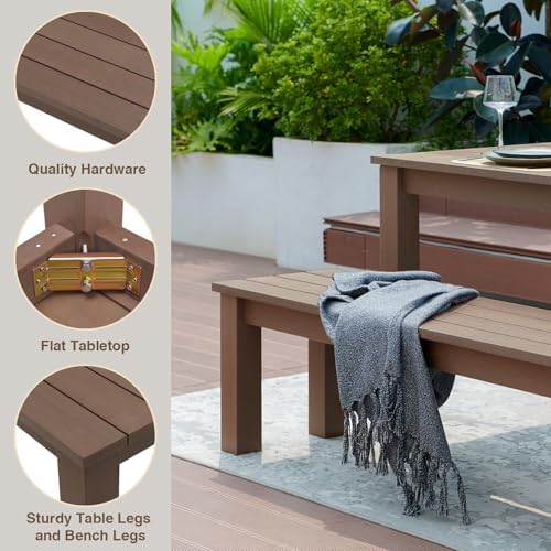 3-Person Outdoor Backless Bench - Image 6