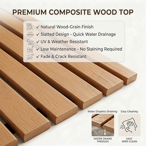 Outside Patio Bar Table Extra Long 47.2"-102.4", Outdoor Wood High Bar Table - Image 5