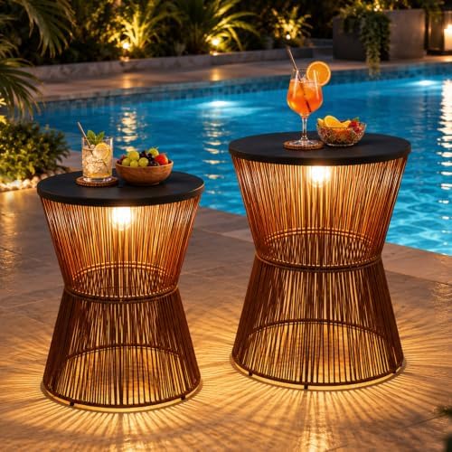 Farmhouse Solar Outdoor Side Table by HMVPL