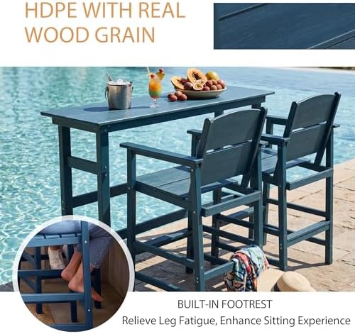 6 Pack Outdoor Bar Stools, HDPE Patio Bar Chairs - Image 4