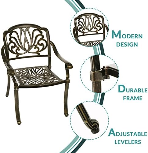 3 Piece Patio Bistro Set, Outdoor All-Weather Cast Aluminum Dining Furniture - Image 2