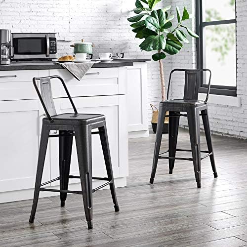 AC Pacific 24” Metal Barstool Set of 4 – Country Rustic Style - Image 2