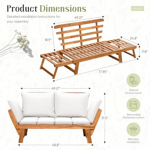 Flamaker Outdoor Couch with Adjustable Armrests - Image 3