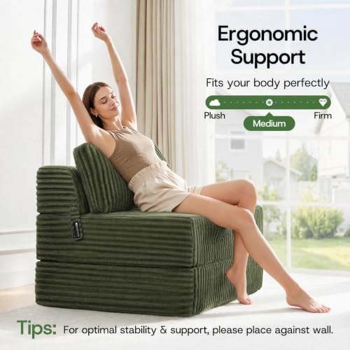 Folding Sofa Bed Convertible 4 in 1 Sleeper Chair Green Twin XL - Image 7