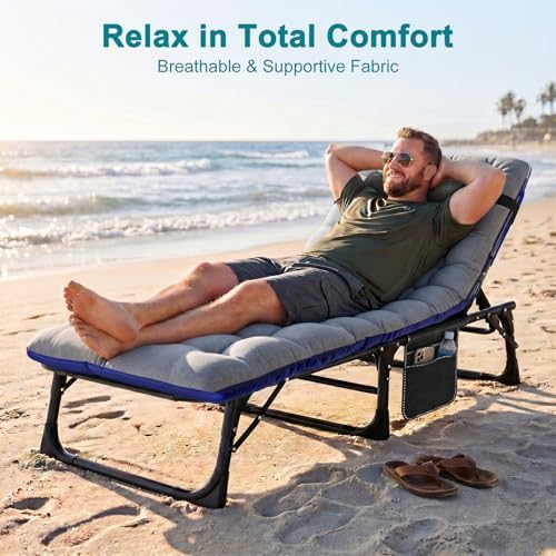 ABORON Tanning Chairs, 2 Pack, 5-Position Padded Folding Loungers - Image 2