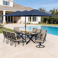10 Piece Outdoor Dining Set for 8, Patio Table and Chairs Set by ASJMR