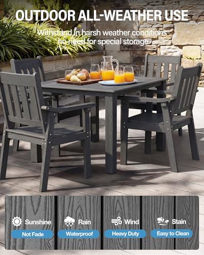 YEFU Patio Table Set for 4, All-Weather HIPS, Metal Aluminum Frame - Image 3