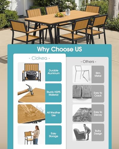 Aluminum Outdoor Dining Set of 4, Patio Table and Stackable Chairs - Image 7