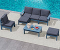 SERWALL 7 Pieces Patio Conversation Set, HDPE Outdoor Sectional Sofas by SERWALL