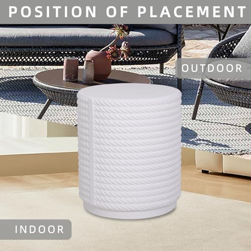 Afterglow Outdoor Round Side Table, 14.6" Retro Modern Fluted Accent End Table - Image 4