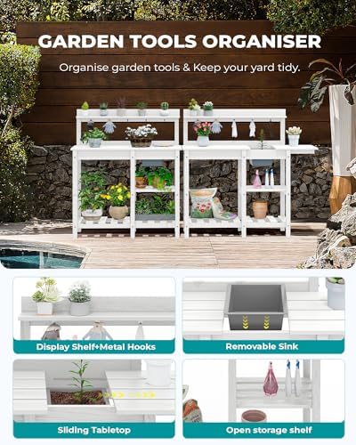 SERWALL Outdoor Potting Bench Set of 2 - Image 5