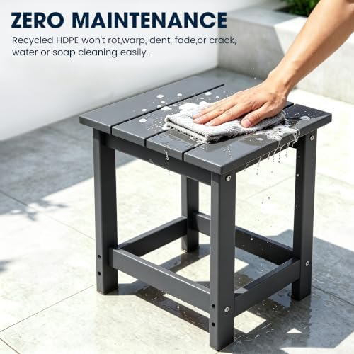 Patio Side Table, Heavy Duty HDPE Outdoor End Table - Image 5