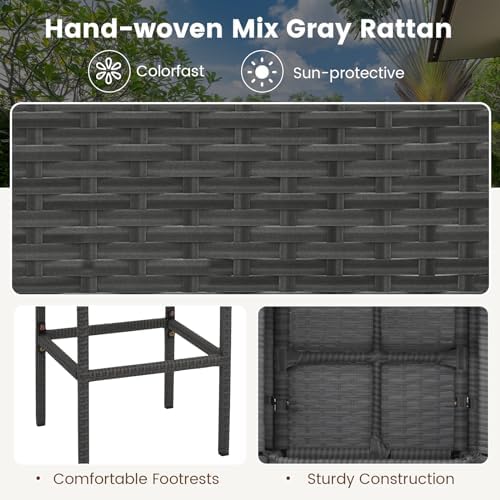 HAPPYGRILL 5 Pieces Outdoor Rattan Bar Set, Patio Wicker Bar Table and 4 Bar - Image 6