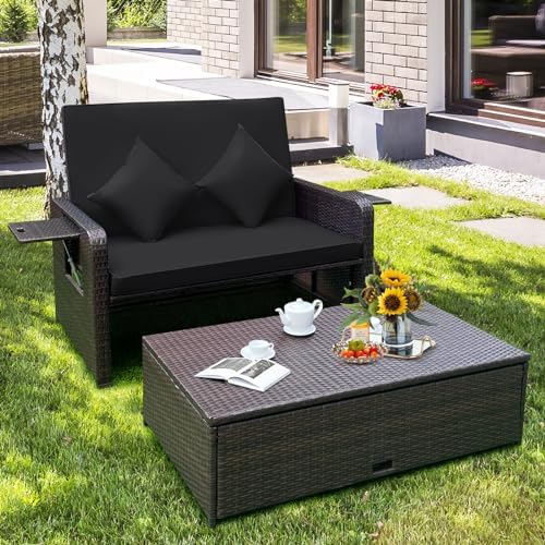 Tangkula 2-Person Patio Rattan Daybed - Image 3