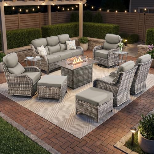Luxury Swivel Rocker Chairs Fire Pit Set by Artfurniz