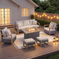 Patio Furniture Set with Swivel Rocking Chair 42-inch Fire Pit Table by Pugire