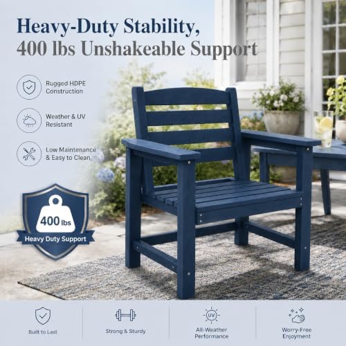 Patio Dining Chairs Set of 2, All-Weather HDPE Outdoor Dining Chair - Image 3