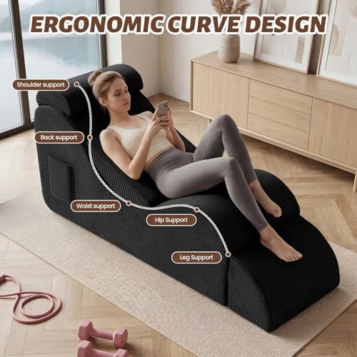 Yoga Chair Lounge for Adult, Ergonomic Foam Chaise Lounge Chair Indoor - Image 4