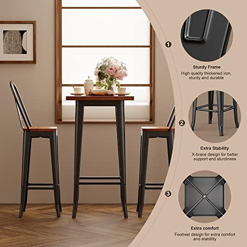 Aiho Bar Table and Chairs Set, Pub Table and Chairs Set of 2, - Image 4
