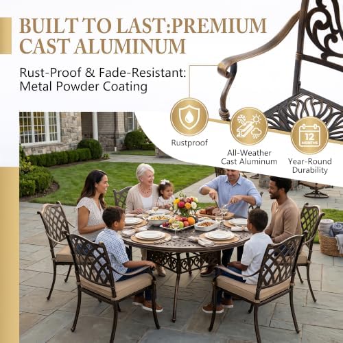 7-Pcs Cast Aluminum Patio Dining Set - Image 3