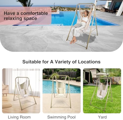Hammock Chair with Stand, Include Hanging Swing Chair, Heavy Duty Hammock Swing - Image 7