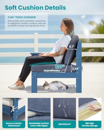 SERWALL 5 Piece HDPE Patio Furniture Set - Image 6