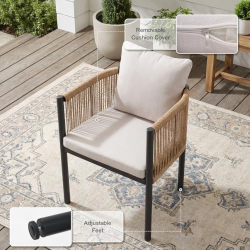 SUNSITT 7 Piece Outdoor Patio Dining Set w/Cushioned Woven Rattan Chairs - Image 4