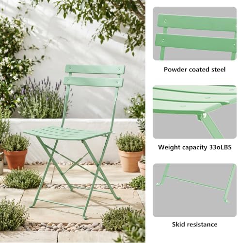 Bistro Table & Chairs Set of 2, Folding Outdoor Patio Furniture - Image 7