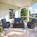 6 Piece Wicker Patio Furniture Set, Outdoor Swivel Rocker Chairs Set of 2 by Belord