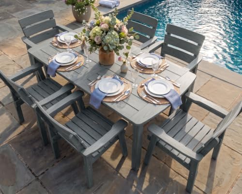 7-Piece Outdoor Dining Set, All-Weather HIPS Patio Table & Chairs by Kibaso