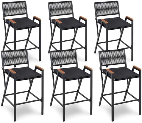 Sundale Outdoor Wicker Bar Stool, Counter Height Patio Chair by SundaleOutdoor