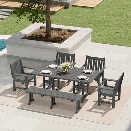 Outdoor Benches Weatherproof, Park Long Bench Poly Lumber Backless - Image 2