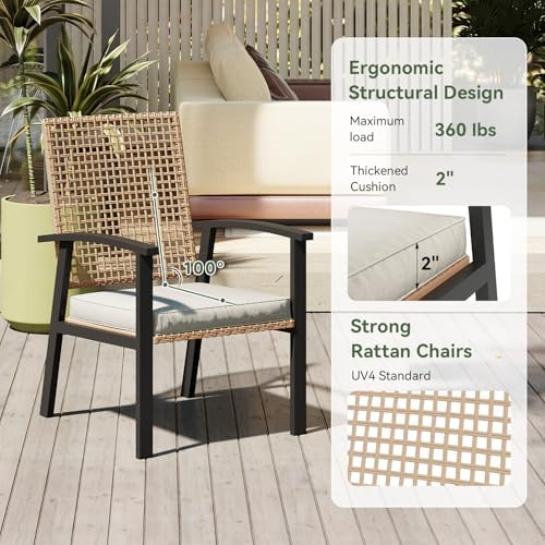 Aoxun 7-Piece Wicker Patio Table and Chairs Set - Image 4