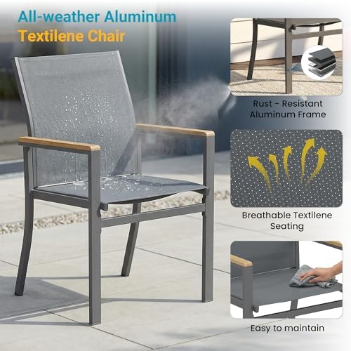7-Pieces Aluminum Patio Table and Chairs Set - Image 6