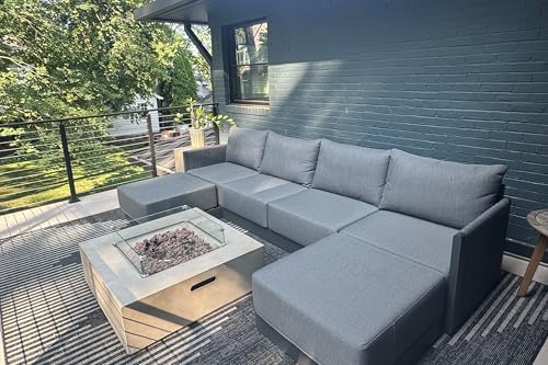 PURPLE LEAF Outdoor Conversation Set 6 PCS w/Ottoman PP Rope Sofa - Image 2