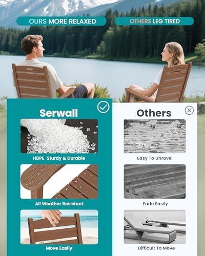 SERWALL Outdoor Rocking Chair Set of 6, Oversized HDPE Rocker - Image 6