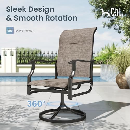 PHI VILLA Outdoor Dining Set for 8, Expandable Patio Table & Swivel Chairs - Image 4
