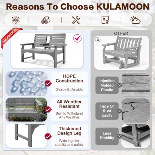 Outdoor Bench, HDPE 2-Person Garden Bench - Image 5
