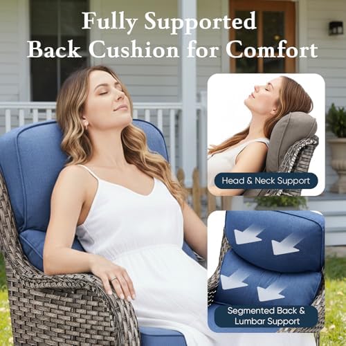 Luxury 6" Thick Cushioned Outdoor Swivel Rocker Chairs Set of 4 - Image 7