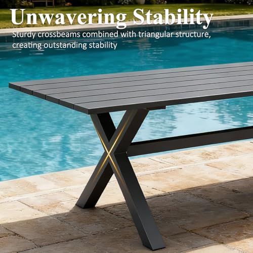 9 Pieces Outdoor Patio Dining Set, Aluminium Rectangular Dining Table and - Image 6
