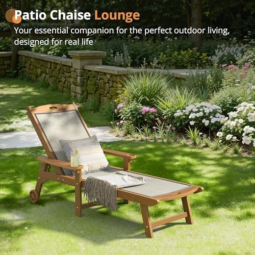 LUE BONA Chaise Lounge Chair Set of 4, HDPS & HDPE Wicker Material - Image 5